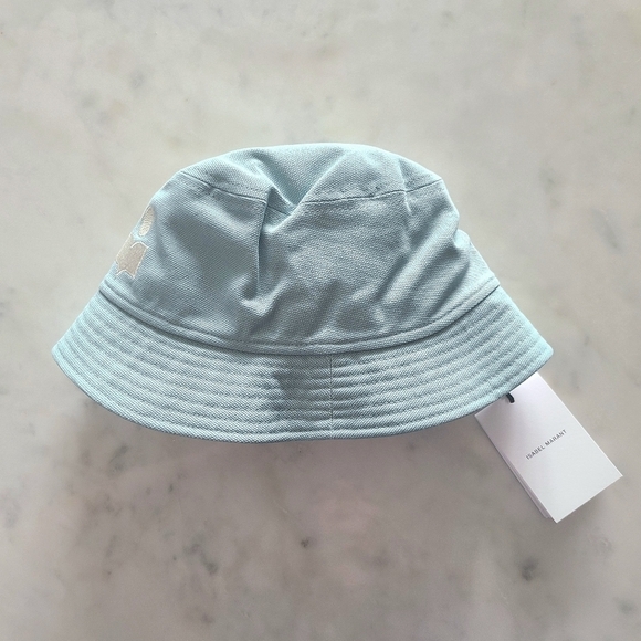 Isabel Marant Haley Embroidered Logo Bucket Hat, Size Medium, Aqua, NWT - Picture 6 of 16